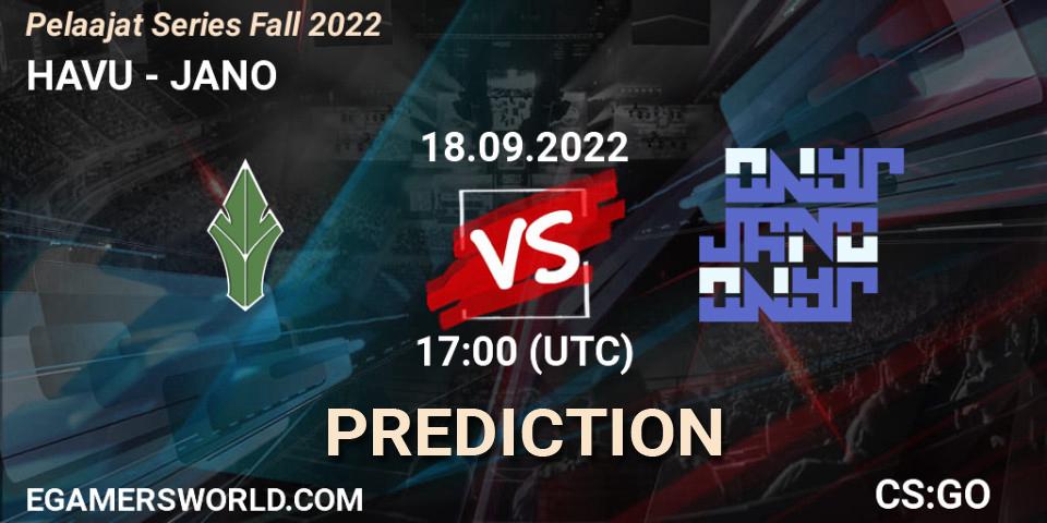 HAVU - JANO: ennuste. 18.09.2022 at 17:00, Counter-Strike (CS2), Pelaajat Series Fall 2022