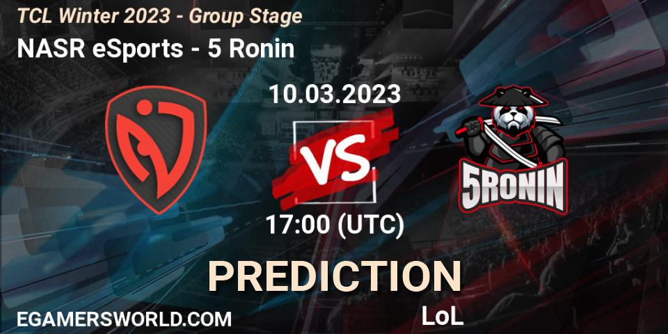 NASR eSports - 5 Ronin: ennuste. 17.03.2023 at 17:00, LoL, TCL Winter 2023 - Group Stage
