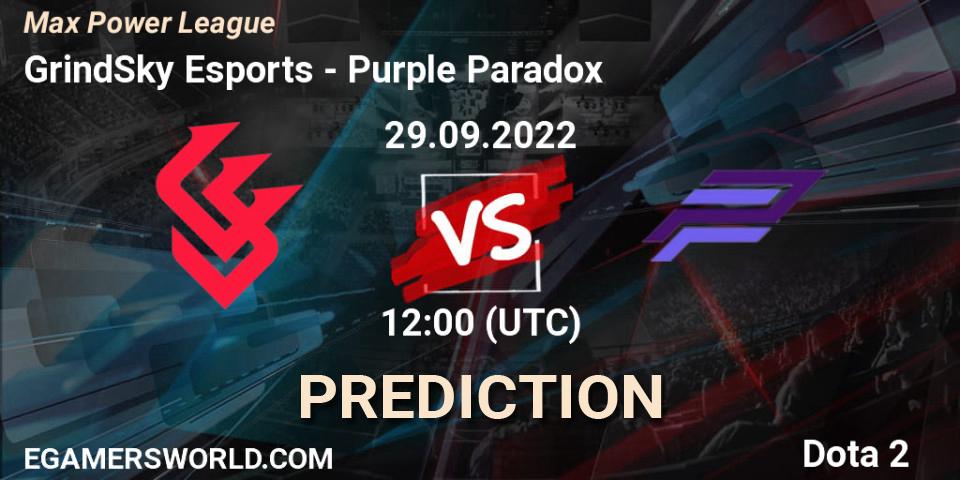 GrindSky Esports - Purple Paradox: ennuste. 29.09.2022 at 12:11, Dota 2, Max Power League