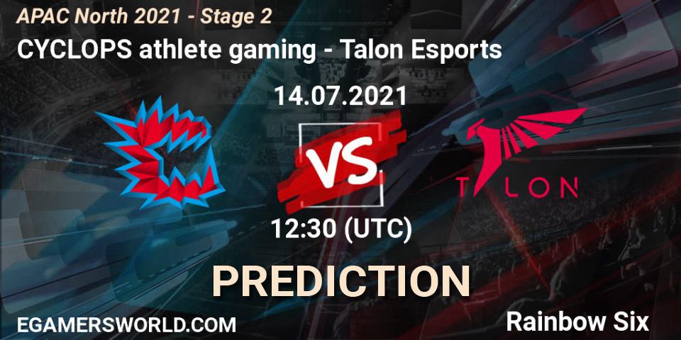 CYCLOPS athlete gaming - Talon Esports: ennuste. 14.07.2021 at 12:30, Rainbow Six, APAC North 2021 - Stage 2