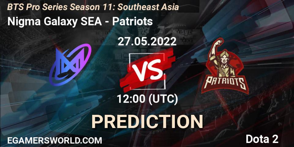 Nigma Galaxy SEA - Patriots: ennuste. 30.05.2022 at 12:00, Dota 2, BTS Pro Series Season 11: Southeast Asia