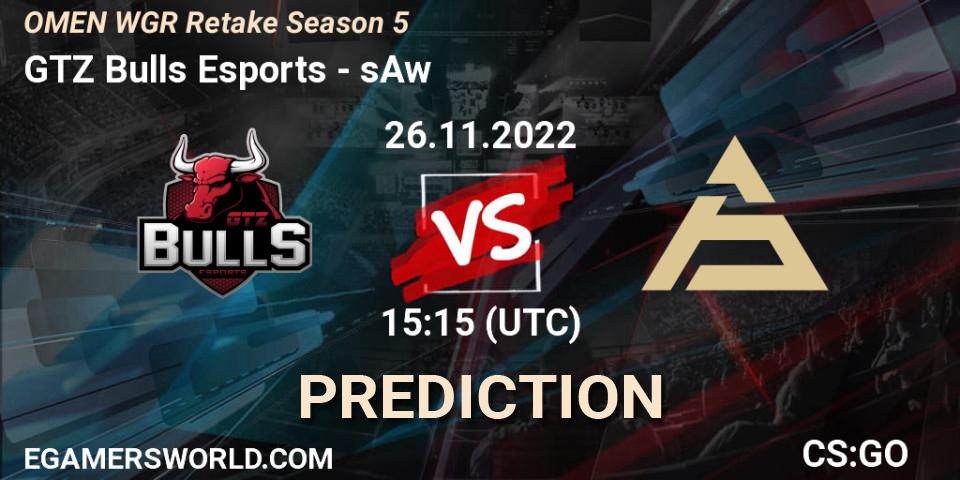 GTZ Bulls Esports - sAw: ennuste. 26.11.2022 at 15:30, Counter-Strike (CS2), Circuito Retake Season 5