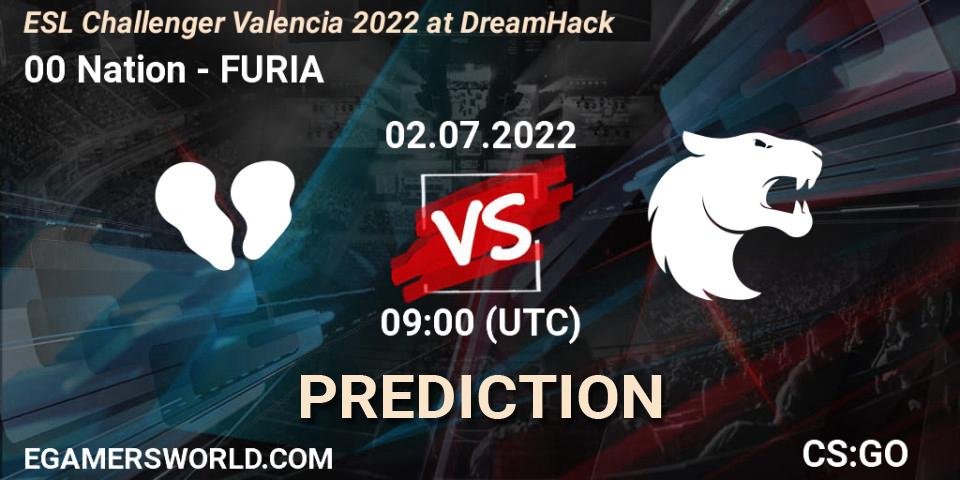 00 Nation - FURIA: ennuste. 02.07.2022 at 09:00, Counter-Strike (CS2), ESL Challenger Valencia 2022 at DreamHack