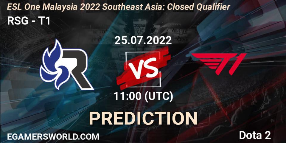 RSG - T1: ennuste. 25.07.2022 at 11:00, Dota 2, ESL One Malaysia 2022 Southeast Asia: Closed Qualifier
