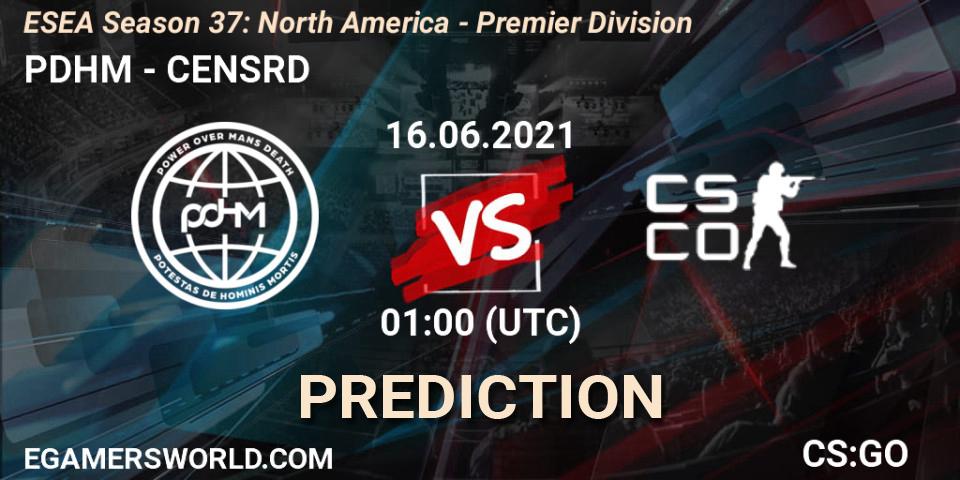 PDHM - CENSRD: ennuste. 16.06.2021 at 01:00, Counter-Strike (CS2), ESEA Season 37: North America - Premier Division