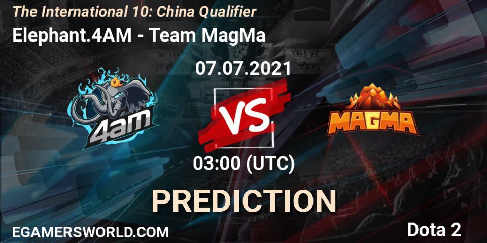 Elephant.4AM - Team MagMa: ennuste. 07.07.2021 at 03:19, Dota 2, The International 10: China Qualifier