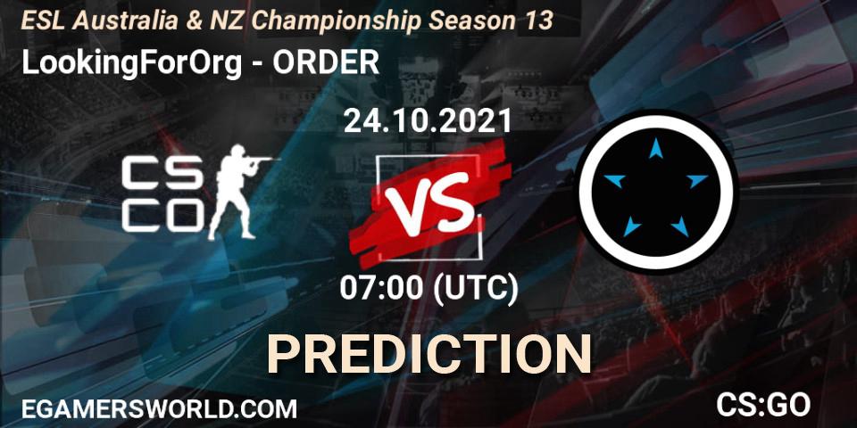 LookingForOrg - ORDER: ennuste. 24.10.2021 at 07:00, Counter-Strike (CS2), ESL Australia & NZ Championship Season 13