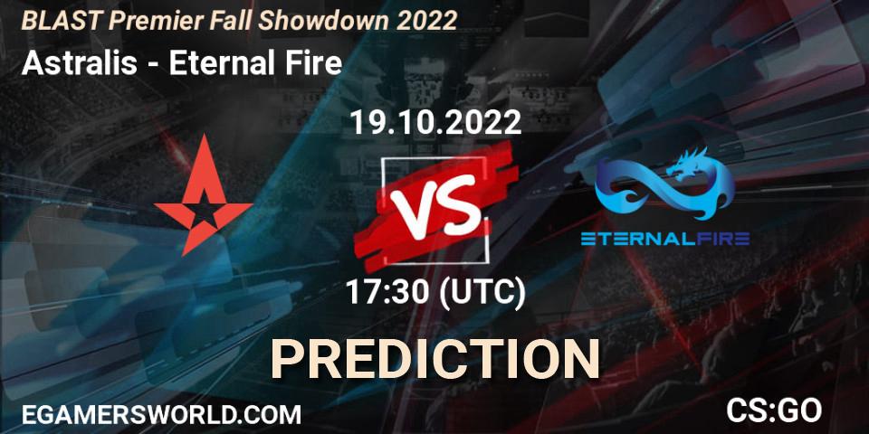 Astralis - Eternal Fire: ennuste. 19.10.2022 at 17:15, Counter-Strike (CS2), BLAST Premier Fall Showdown 2022 Europe