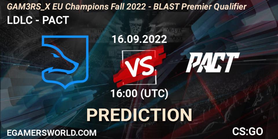 LDLC - PACT: ennuste. 16.09.2022 at 16:10, Counter-Strike (CS2), GAM3RS_X EU Champions: Fall 2022
