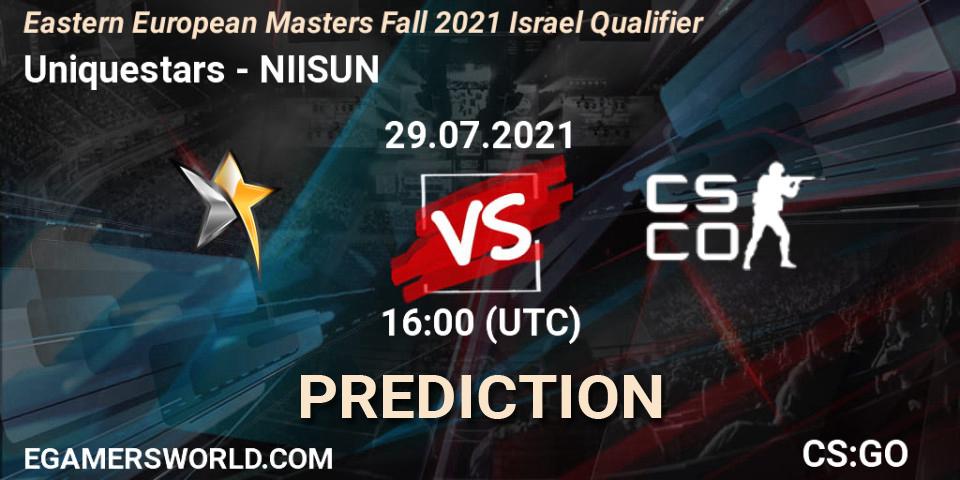 Uniquestars - NIISUN: ennuste. 29.07.2021 at 16:00, Counter-Strike (CS2), Eastern European Masters Fall 2021 Israel Qualifier