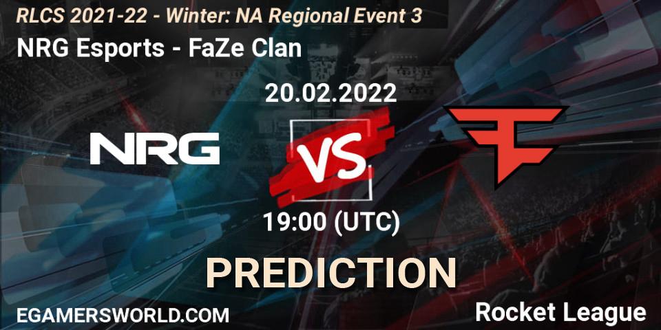 NRG Esports - FaZe Clan: ennuste. 20.02.2022 at 19:00, Rocket League, RLCS 2021-22 - Winter: NA Regional Event 3