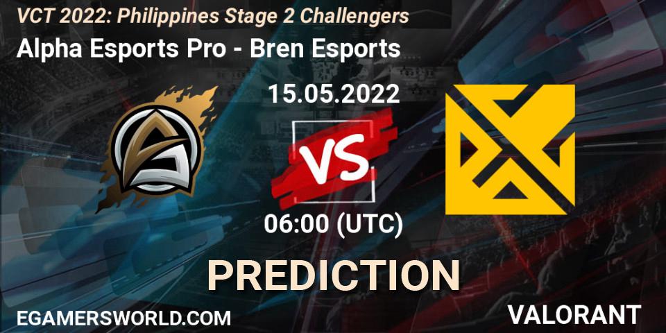 Alpha Esports Pro - Bren Esports: ennuste. 15.05.2022 at 06:40, VALORANT, VCT 2022: Philippines Stage 2 Challengers