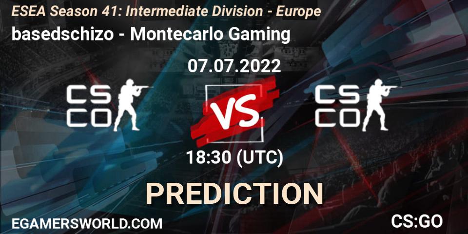 basedschizo - Montecarlo Gaming: ennuste. 07.07.2022 at 18:30, Counter-Strike (CS2), ESEA Season 41: Intermediate Division - Europe