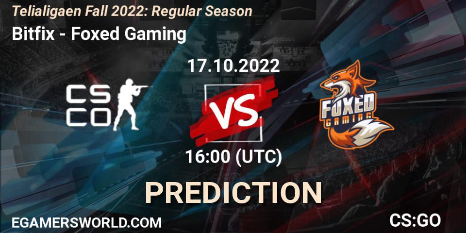 Bitfix - Foxed Gaming: ennuste. 17.10.2022 at 16:00, Counter-Strike (CS2), Telialigaen Fall 2022: Regular Season
