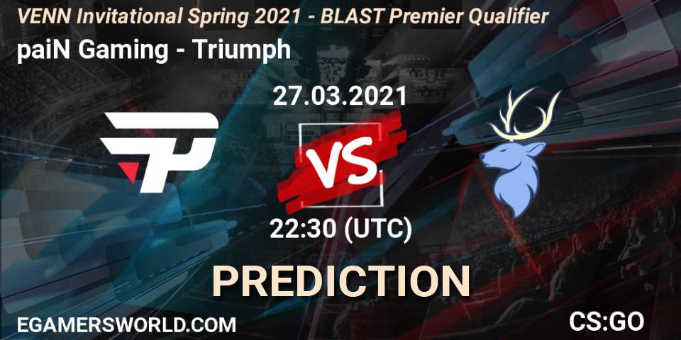 paiN Gaming - Triumph: ennuste. 27.03.2021 at 22:30, Counter-Strike (CS2), VENN Invitational Spring 2021 - BLAST Premier Qualifier