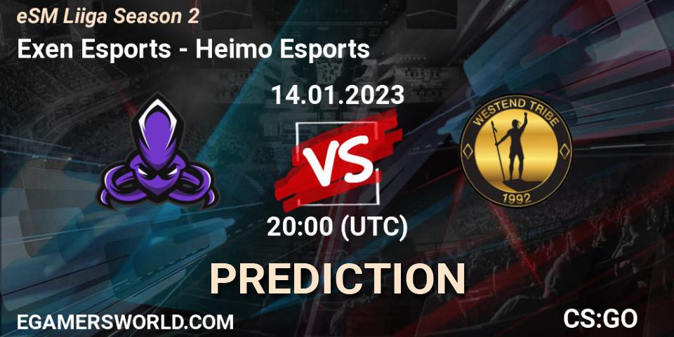 Exen Esports - Heimo Esports: ennuste. 14.01.2023 at 16:00, Counter-Strike (CS2), eSM League Season 2