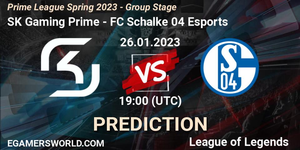 SK Gaming Prime - FC Schalke 04 Esports: ennuste. 26.01.2023 at 19:00, LoL, Prime League Spring 2023 - Group Stage