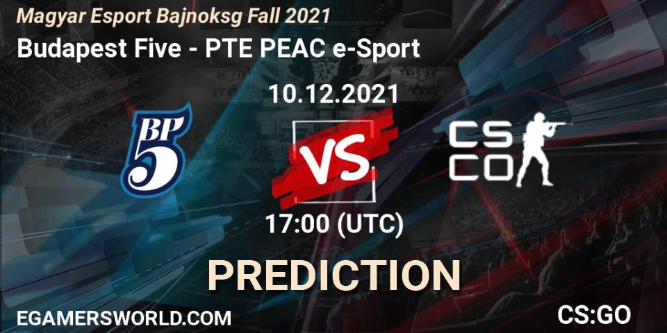 Budapest Five - PTE PEAC e-Sport: ennuste. 10.12.2021 at 17:00, Counter-Strike (CS2), Magyar Esport Bajnokság Fall 2021