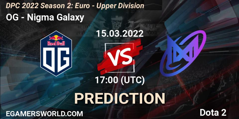 OG - Nigma Galaxy: ennuste. 15.03.2022 at 16:56, Dota 2, DPC 2021/2022 Tour 2 (Season 2): WEU (Euro) Divison I (Upper) - DreamLeague Season 17