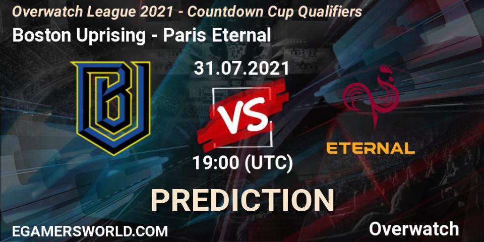 Boston Uprising - Paris Eternal: ennuste. 31.07.21, Overwatch, Overwatch League 2021 - Countdown Cup Qualifiers