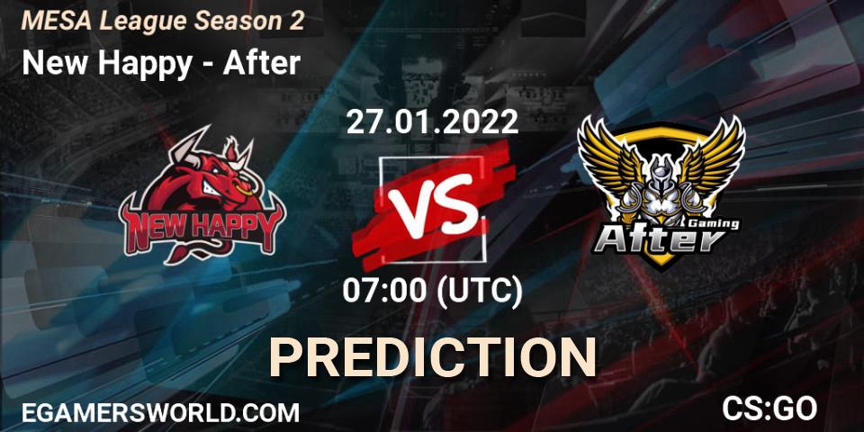 New Happy - After: ennuste. 27.01.2022 at 07:00, Counter-Strike (CS2), MESA League Season 2