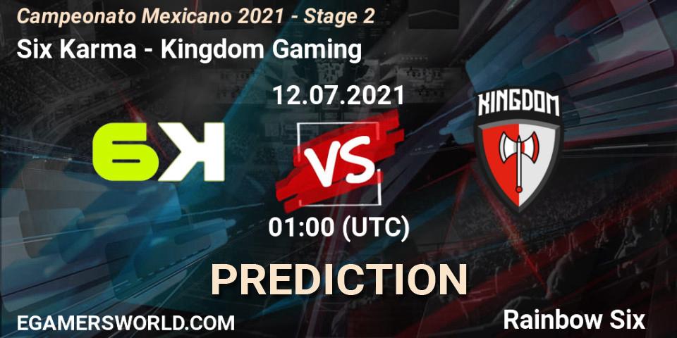 Six Karma - Kingdom Gaming: ennuste. 12.07.2021 at 01:00, Rainbow Six, Campeonato Mexicano 2021 - Stage 2