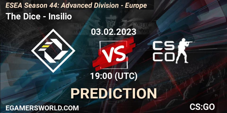 The Dice - Insilio: ennuste. 03.02.23, CS2 (CS:GO), ESEA Season 44: Advanced Division - Europe