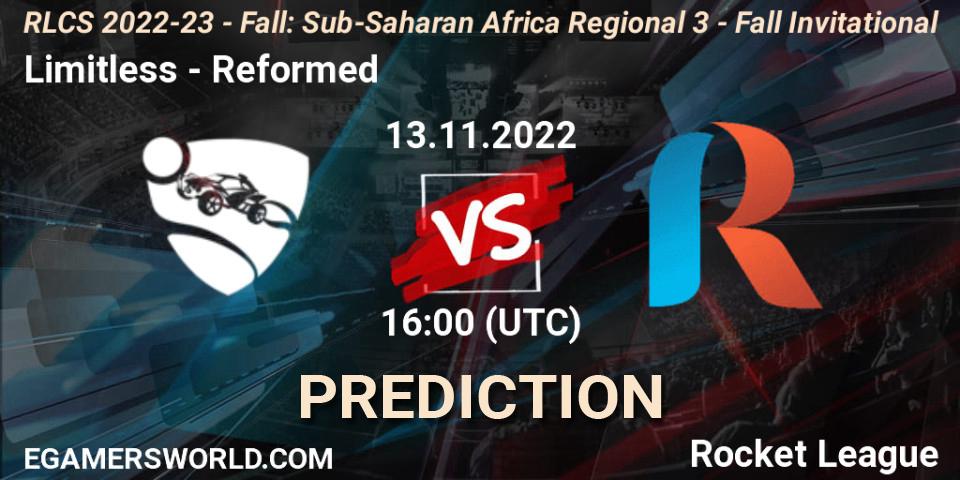 Limitless - Reformed: ennuste. 13.11.2022 at 16:00, Rocket League, RLCS 2022-23 - Fall: Sub-Saharan Africa Regional 3 - Fall Invitational