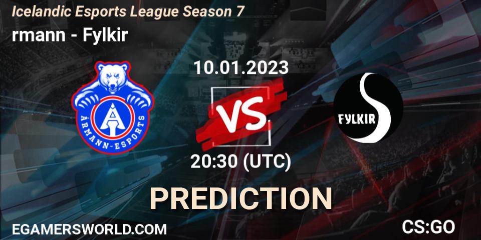Ármann - Fylkir: ennuste. 12.01.2023 at 19:30, Counter-Strike (CS2), Icelandic Esports League Season 7