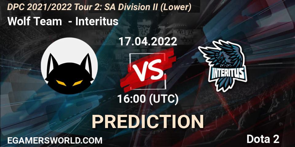 Wolf Team - Interitus: ennuste. 17.04.2022 at 16:01, Dota 2, DPC 2021/2022 Tour 2: SA Division II (Lower)