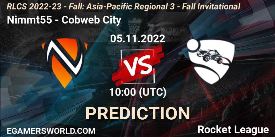 Nimmt55 - Cobweb City: ennuste. 05.11.2022 at 10:00, Rocket League, RLCS 2022-23 - Fall: Asia-Pacific Regional 3 - Fall Invitational