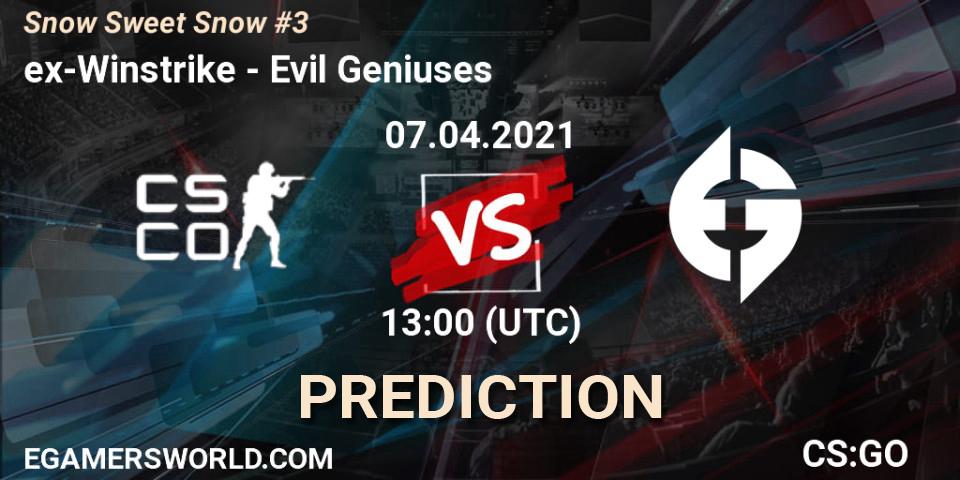 ex-Winstrike - Evil Geniuses: ennuste. 07.04.2021 at 09:00, Counter-Strike (CS2), Snow Sweet Snow #3