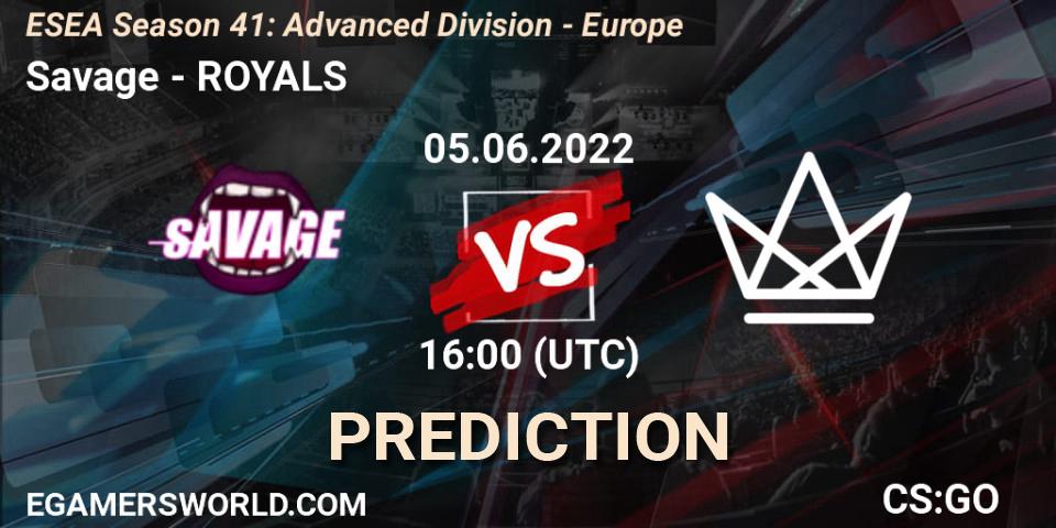 Savage - ROYALS: ennuste. 05.06.2022 at 16:00, Counter-Strike (CS2), ESEA Season 41: Advanced Division - Europe
