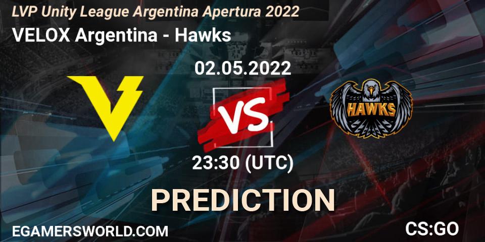 VELOX Argentina - Hawks: ennuste. 02.05.2022 at 23:30, Counter-Strike (CS2), LVP Unity League Argentina Apertura 2022