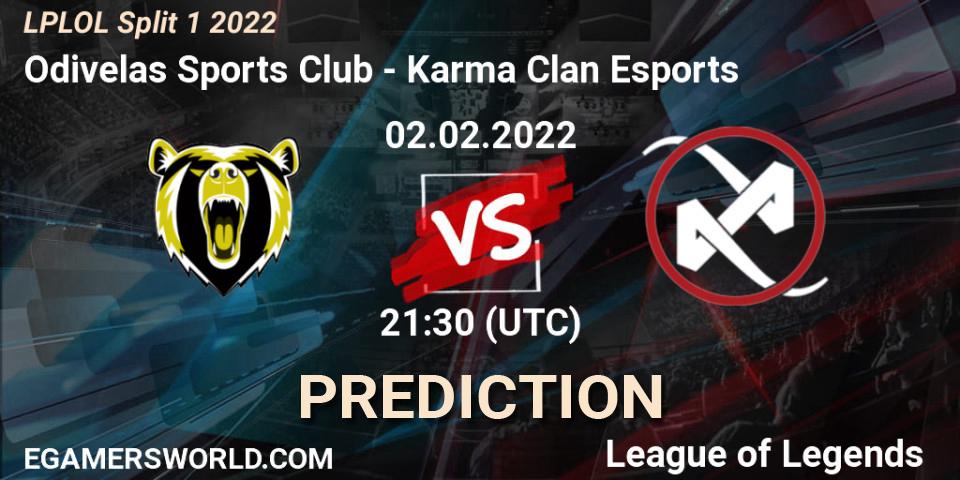 Odivelas Sports Club - Karma Clan Esports: ennuste. 02.02.2022 at 21:30, LoL, LPLOL Split 1 2022