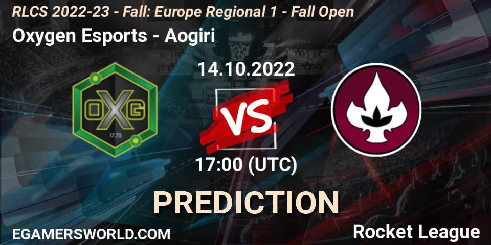 Oxygen Esports - Aogiri: ennuste. 14.10.2022 at 15:00, Rocket League, RLCS 2022-23 - Fall: Europe Regional 1 - Fall Open