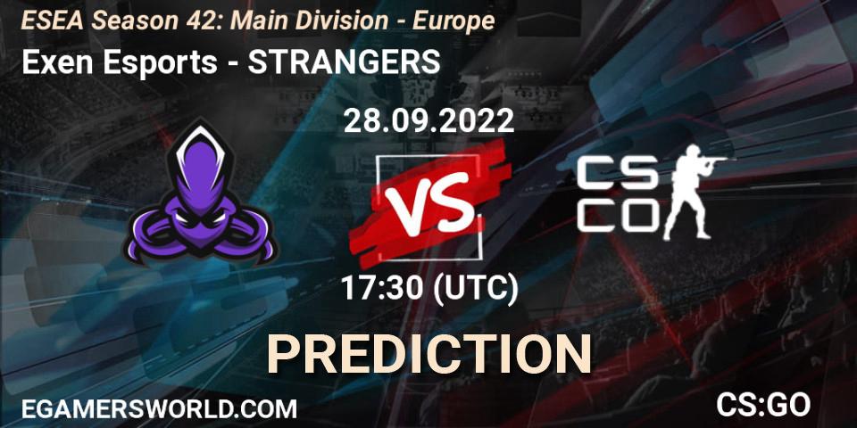 Exen Esports - STRANGERS: ennuste. 28.09.2022 at 17:30, Counter-Strike (CS2), ESEA Season 42: Main Division - Europe