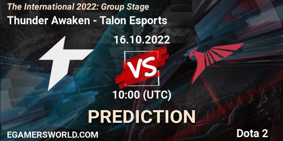 Thunder Awaken - Talon Esports: ennuste. 16.10.2022 at 11:05, Dota 2, The International 2022: Group Stage