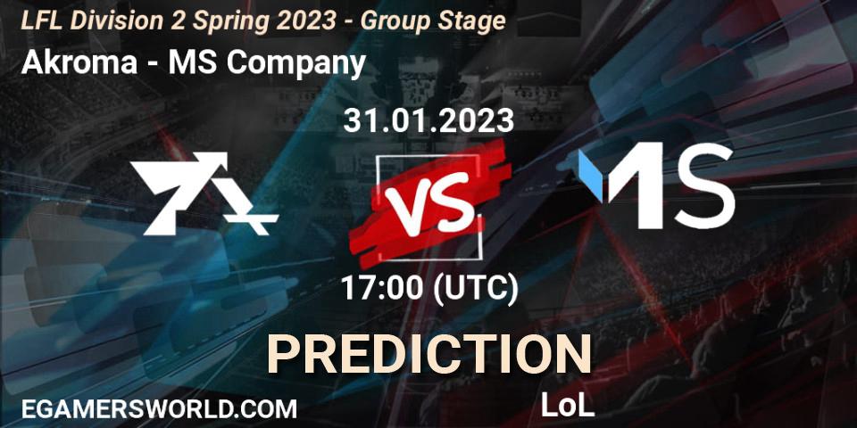 Akroma - MS Company: ennuste. 31.01.23, LoL, LFL Division 2 Spring 2023 - Group Stage
