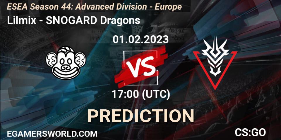 Lilmix - SNOGARD Dragons: ennuste. 01.02.23, CS2 (CS:GO), ESEA Season 44: Advanced Division - Europe
