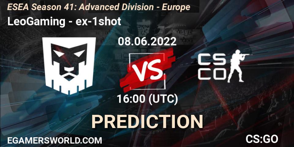 LeoGaming - ex-1shot: ennuste. 08.06.2022 at 16:00, Counter-Strike (CS2), ESEA Season 41: Advanced Division - Europe