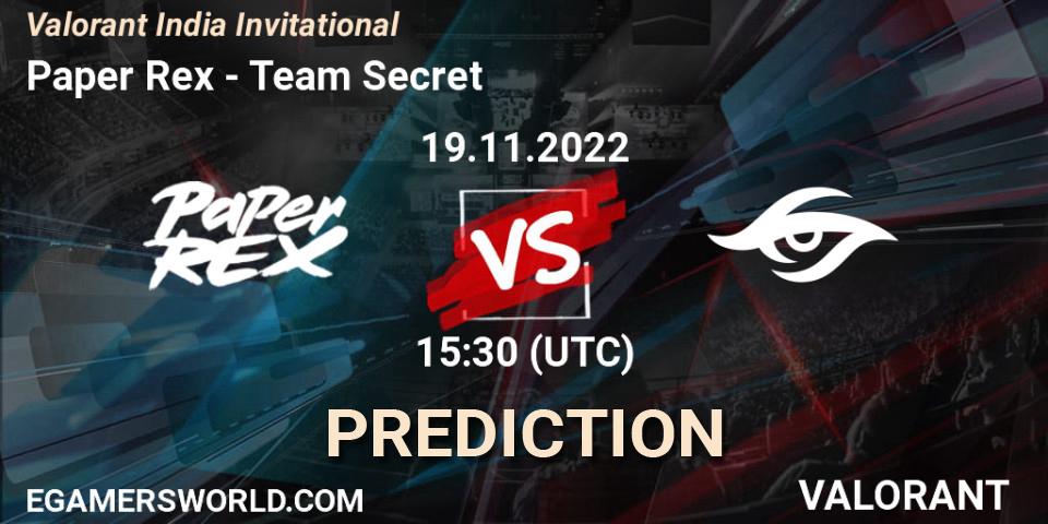 Paper Rex - Team Secret: ennuste. 19.11.2022 at 15:30, VALORANT, Valorant India Invitational