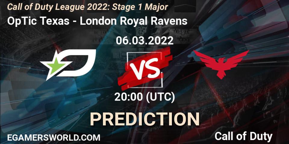 OpTic Texas - London Royal Ravens: ennuste. 06.03.2022 at 20:00, Call of Duty, Call of Duty League 2022: Stage 1 Major