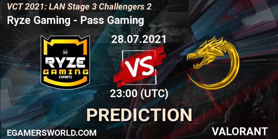 Ryze Gaming - Pass Gaming: ennuste. 28.07.2021 at 23:00, VALORANT, VCT 2021: LAN Stage 3 Challengers 2