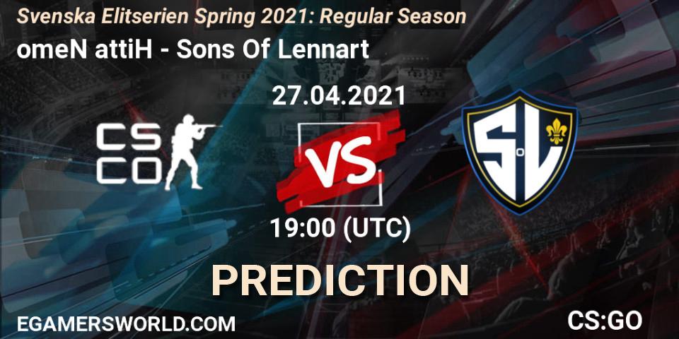 omeN attiH - Sons Of Lennart: ennuste. 27.04.2021 at 19:00, Counter-Strike (CS2), Svenska Elitserien Spring 2021: Regular Season
