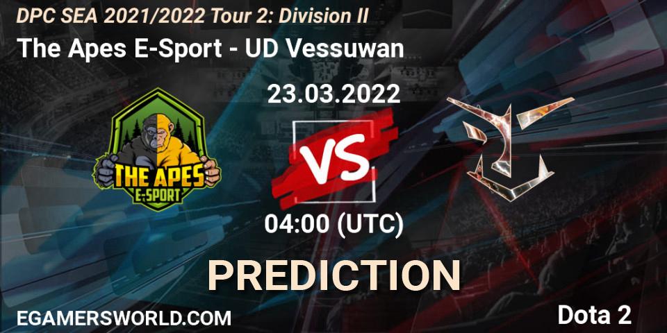 The Apes E-Sport - UD Vessuwan: ennuste. 23.03.2022 at 04:00, Dota 2, DPC 2021/2022 Tour 2: SEA Division II (Lower)