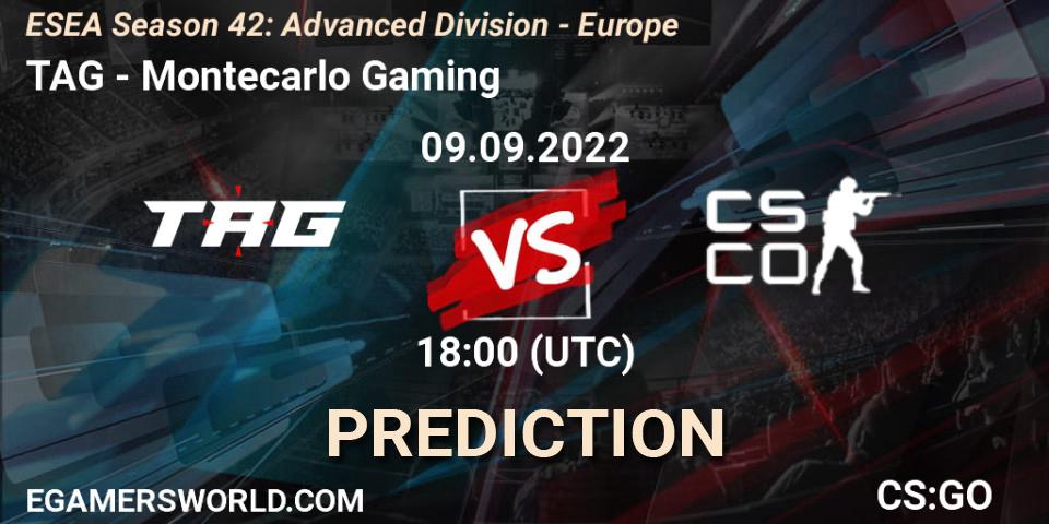 TAG - Montecarlo Gaming: ennuste. 09.09.2022 at 18:00, Counter-Strike (CS2), ESEA Season 42: Advanced Division - Europe