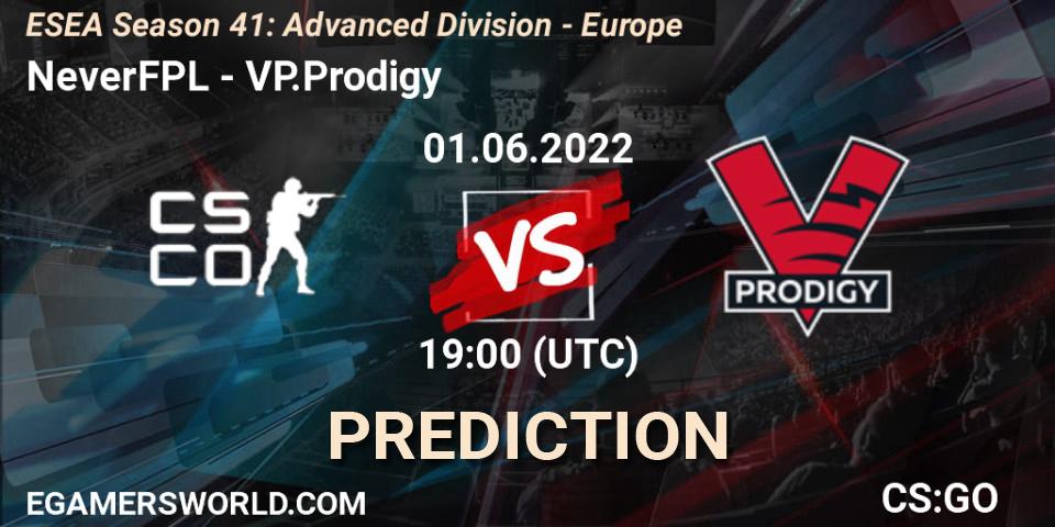 NeverFPL - VP.Prodigy: ennuste. 01.06.2022 at 19:00, Counter-Strike (CS2), ESEA Season 41: Advanced Division - Europe