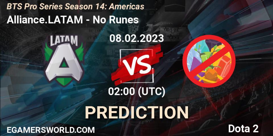 Alliance.LATAM - No Runes: ennuste. 10.02.23, Dota 2, BTS Pro Series Season 14: Americas