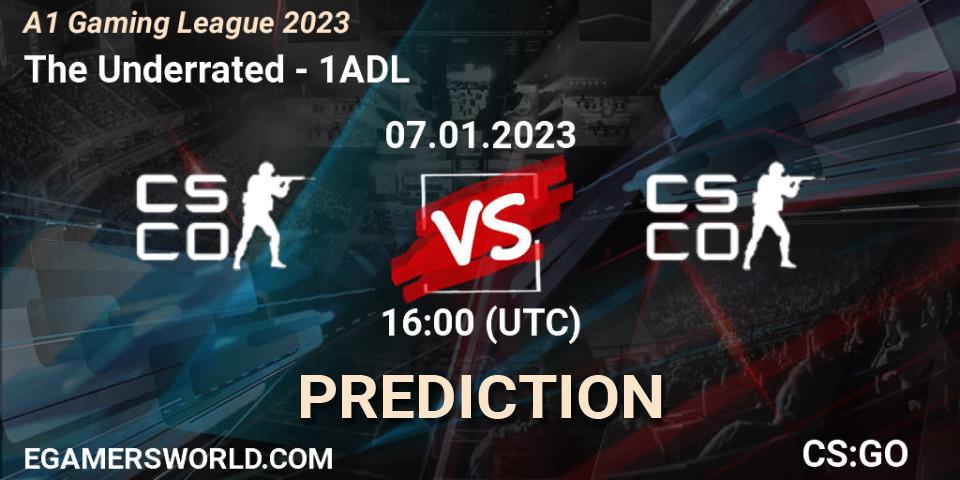 The Underrated - 1ADL: ennuste. 07.01.2023 at 16:00, Counter-Strike (CS2), A1 Gaming League 2023